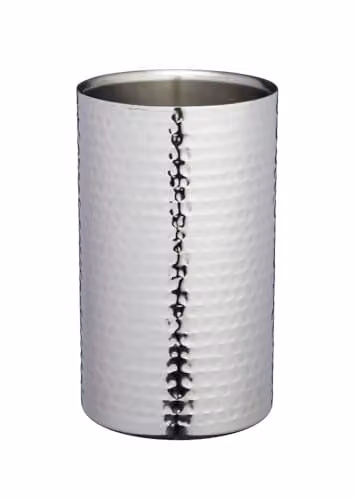 BarCraft Stainless Steel Double-Walled Hammered Wine Cooler in Silver, W: 12 cm, D: 20 cm – 1
