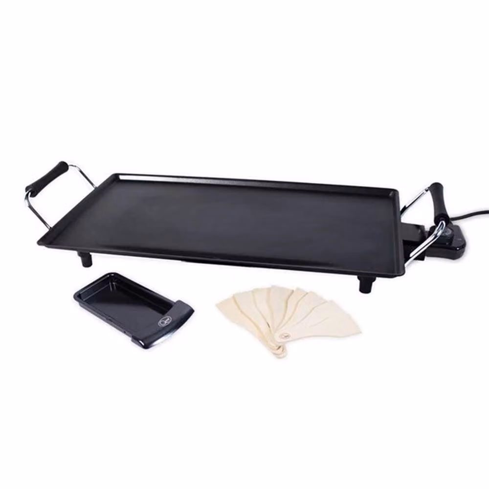 Dragodirect Electric Non-Stick Teppanyaki Grill Hot Plate in Black with Adjustable Thermostat, W: 48 cm, D: 27 cm – 2