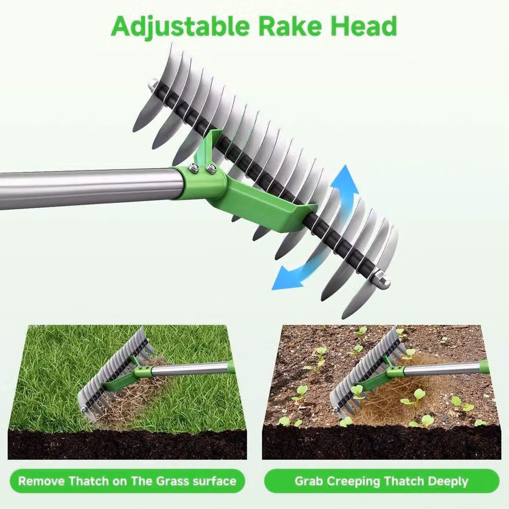 Kelvenix Manual Lawn Aerator Scarifier Head in Silver Stainless Steel, 100g – 3
