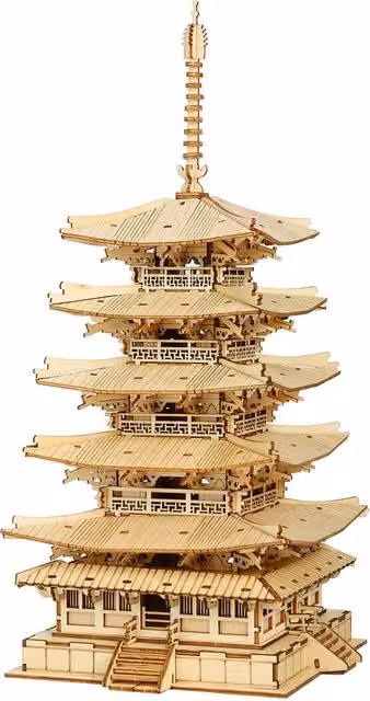 Syntego Five-Storied Pagoda Wooden Puzzle Craft Kit in Brown