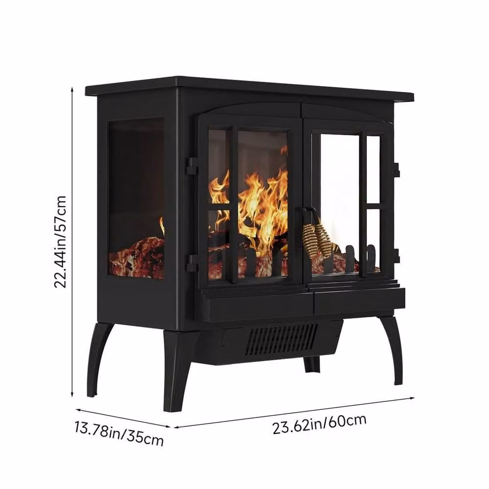 FORGEVIO 2000W Freestanding Electric Fireplace in Black, W: 106 cm, D: 16.02 cm, H: 42.84 cm – 2