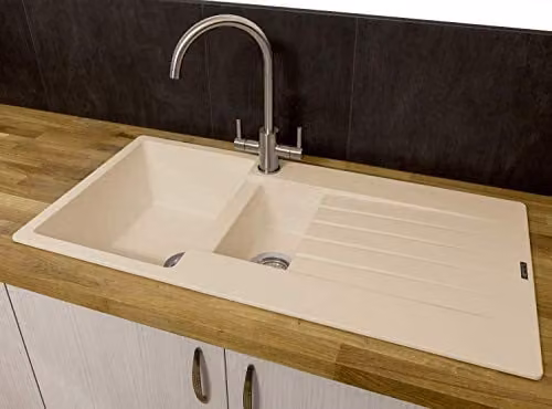 Reginox Harlem15 1.5 Bowl Reversible Kitchen Sink in Silver Caffe Granite Composite