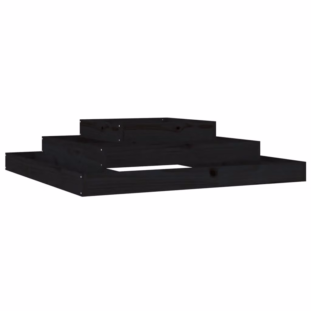 Berkfield Home Black Wooden Raised Bed Planter W: 110 cm, D: 110 cm, H: 27 cm – 2