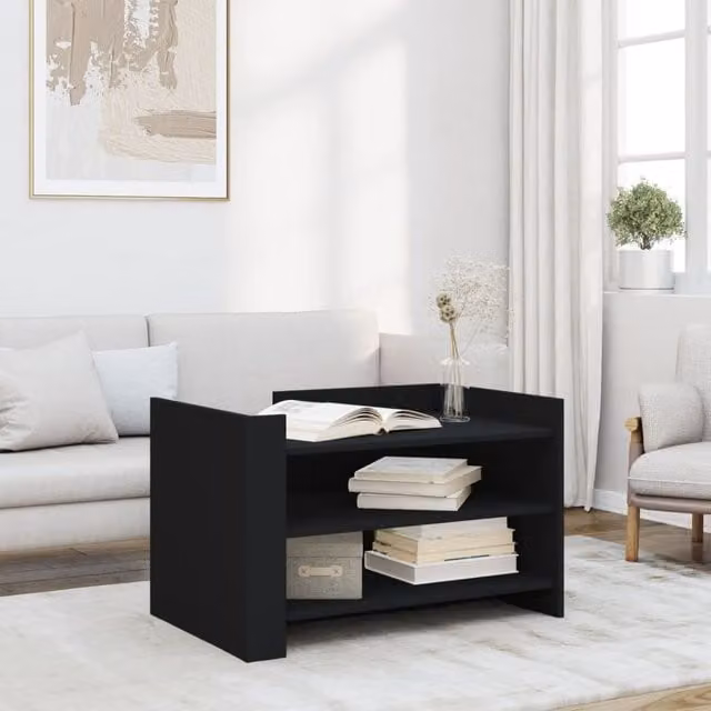 Berkfield Home Black Modern Coffee Table in Engineered Wood W/D/H: 80 x 50 x 50 cm – 1