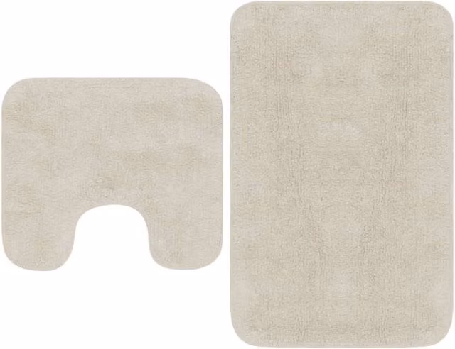 Berkfield Home Non-Slip White Cotton 2-Piece Bathroom Mat Set