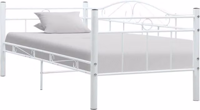 Berkfield Home Classic Metal Bed Frame, White, W: 90 cm, D: 200 cm