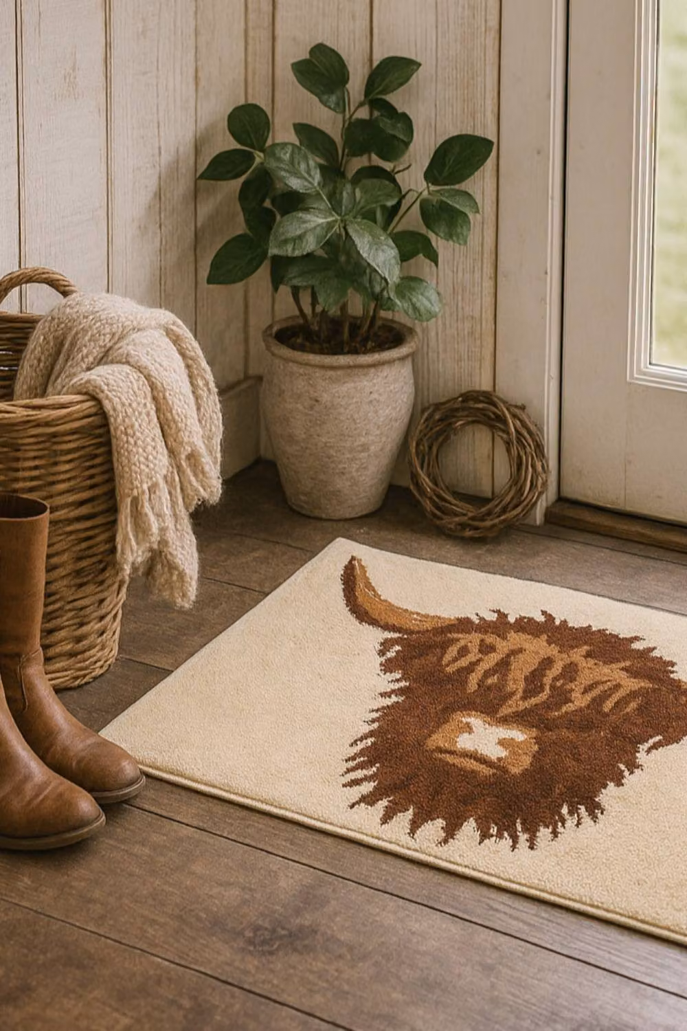 Allure Bath Fashions Highland Cow Microfibre Bath Mat in Beige and Brown, W/D/H: 80 x 50 x 1 cm – 6