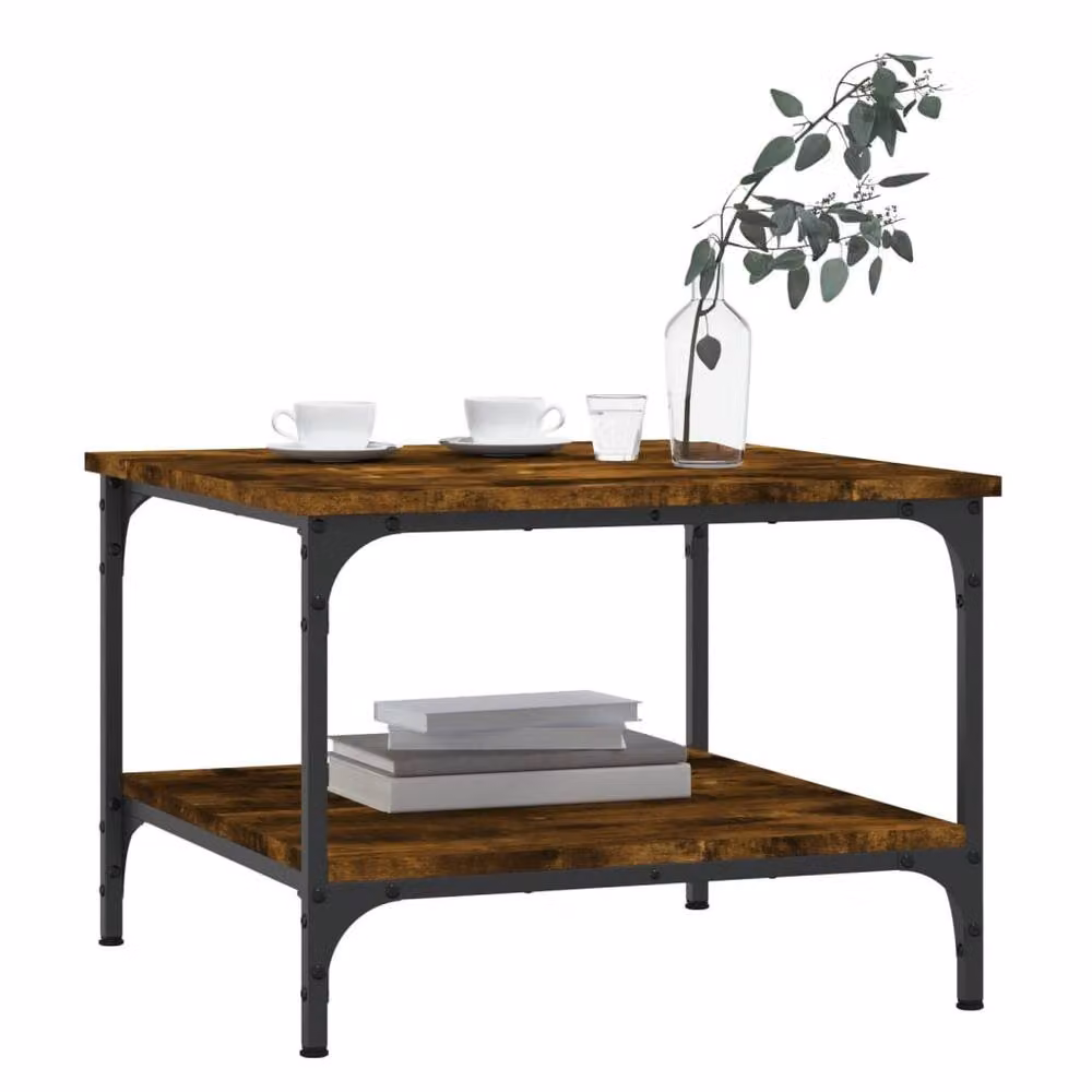 Berkfield Home Smoked Oak Coffee Table in Brown, W/D/H: 55 x 55 x 40 cm – 2