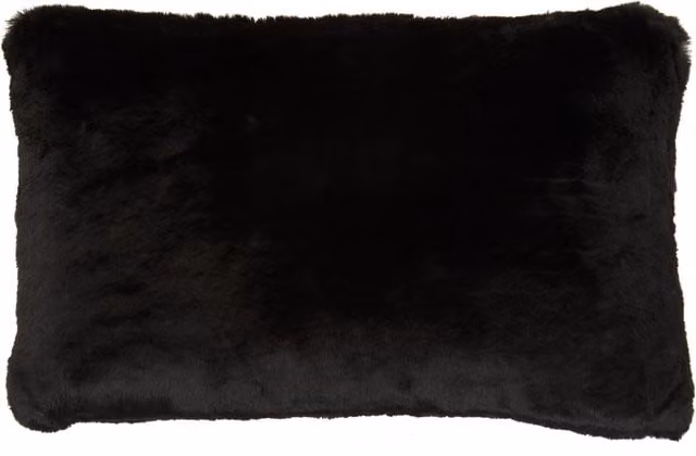Orsina Black Faux Fur Rectangular Cushion with Feather Filling