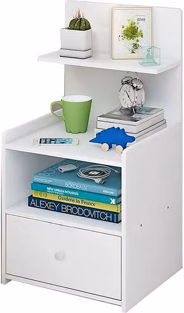EONLION Modern White Bedside Table and Nightstand Storage Shelf