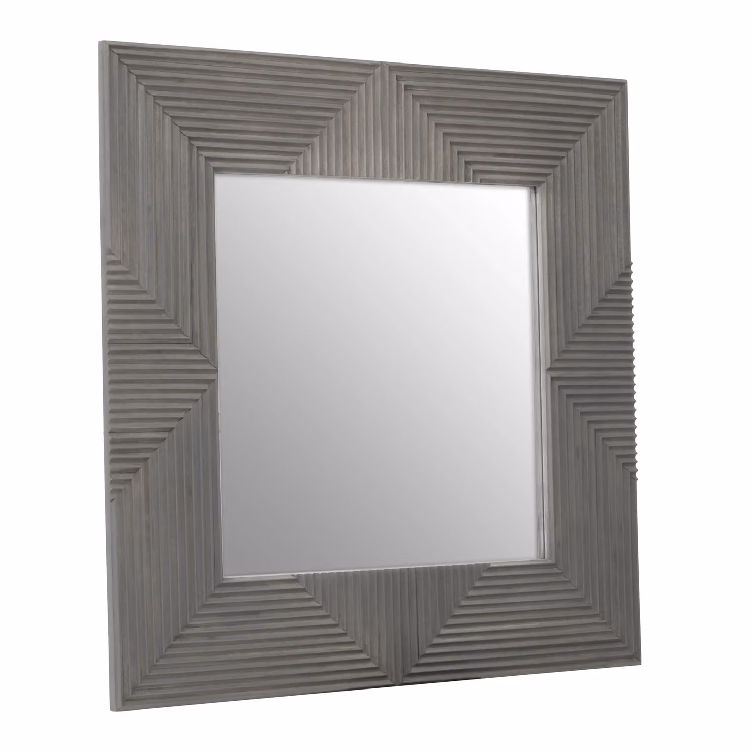 Orsina Modern Geometric Square Suar Wood Wall Mirror in Grey – 3
