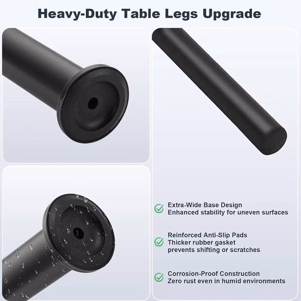 KORVIXA 2-Piece Adjustable Bar Table Legs in Black – 3
