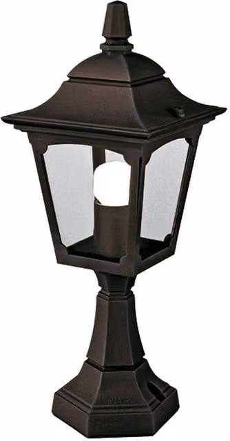 Loops Black Outdoor IP44 LED Wall and Ground Pedestal Lantern Light with E27 Bulb Holder – 1