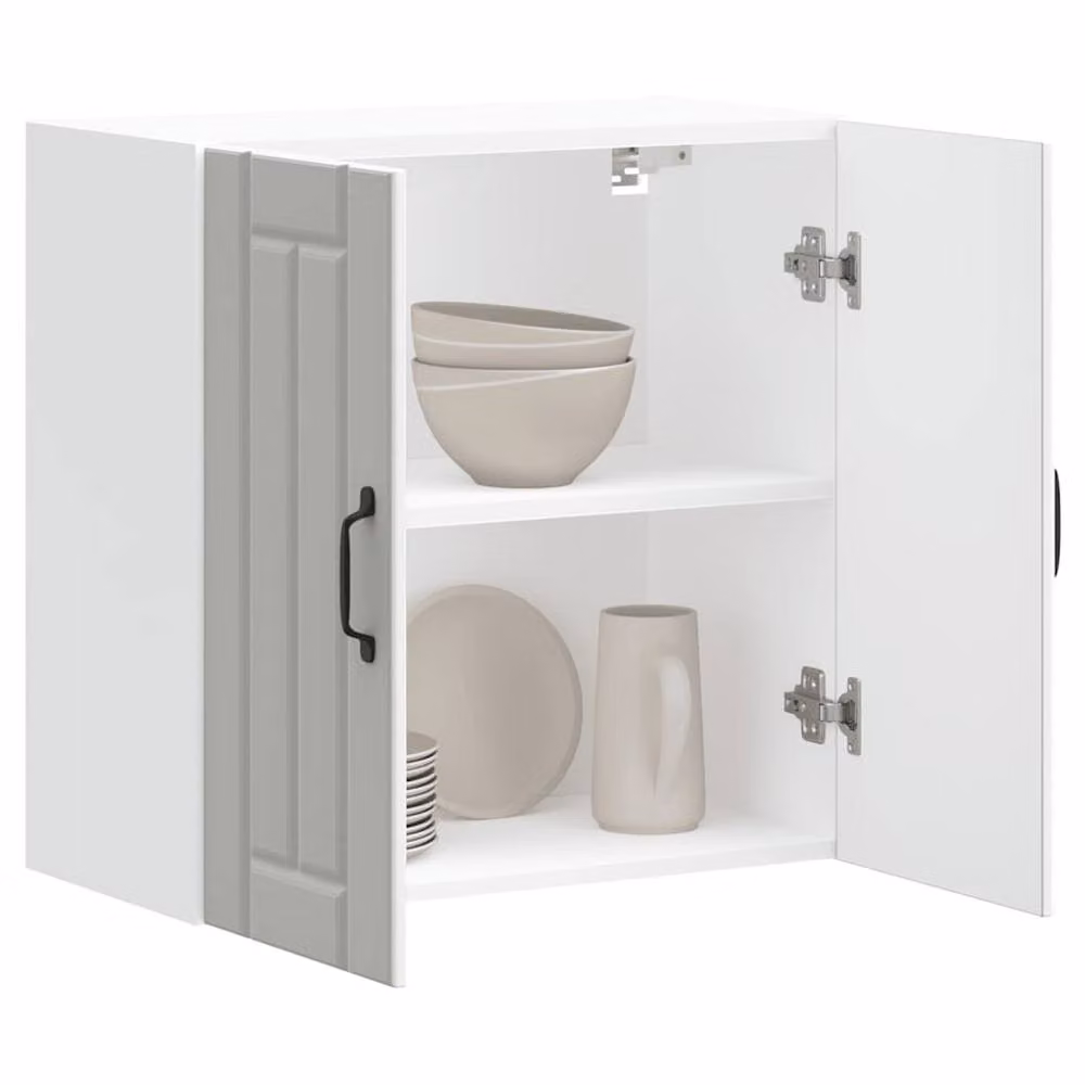 Berkfield Home Lucca White Wall Mounted Kitchen Cabinet with Hinged Doors and Internal Shelves W/D/H: 60 x 31 x 60 cm