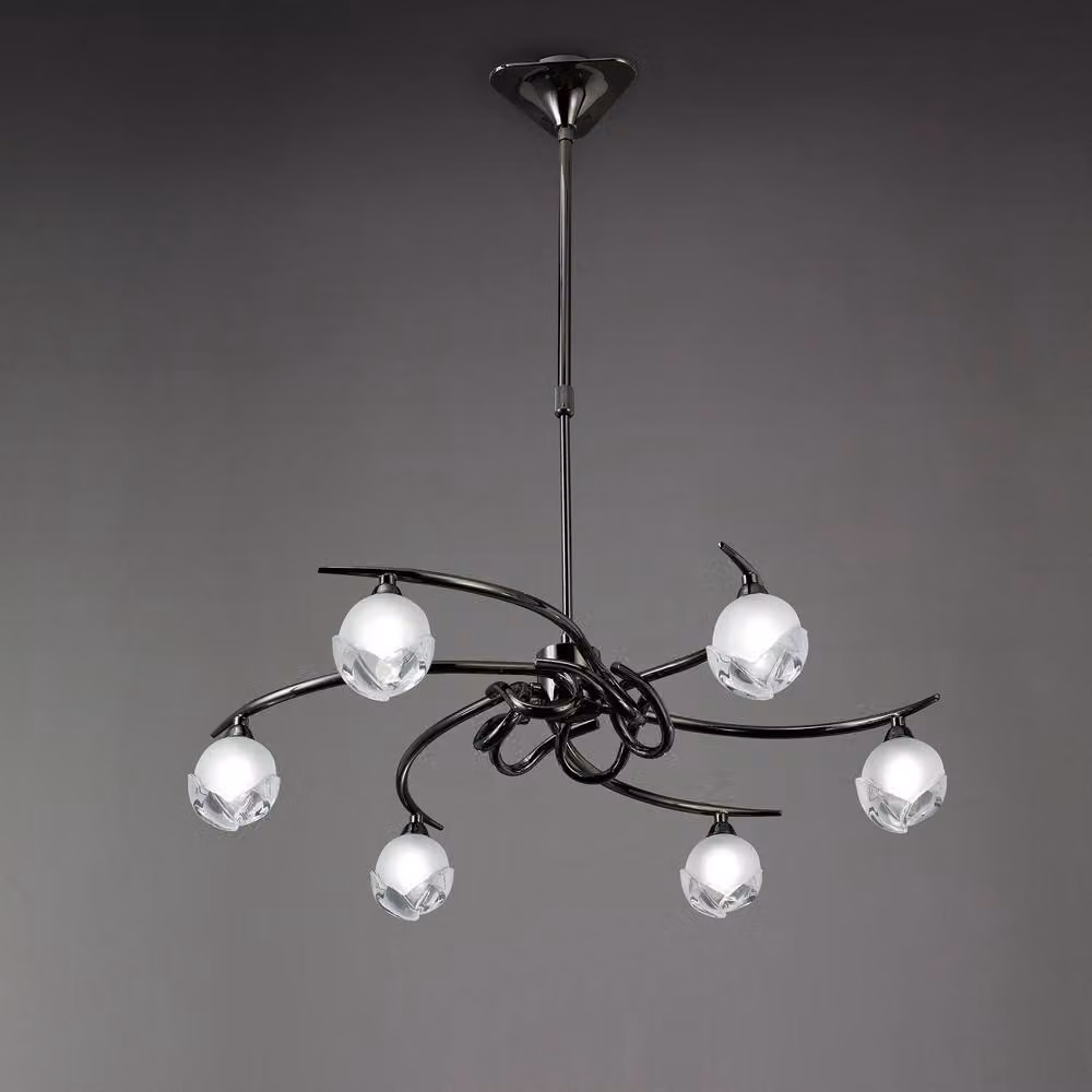 Netlighting Fragma Telescopic Semi Flush Convertible 6 Light G9 Ceiling Light in Black Chrome – 2