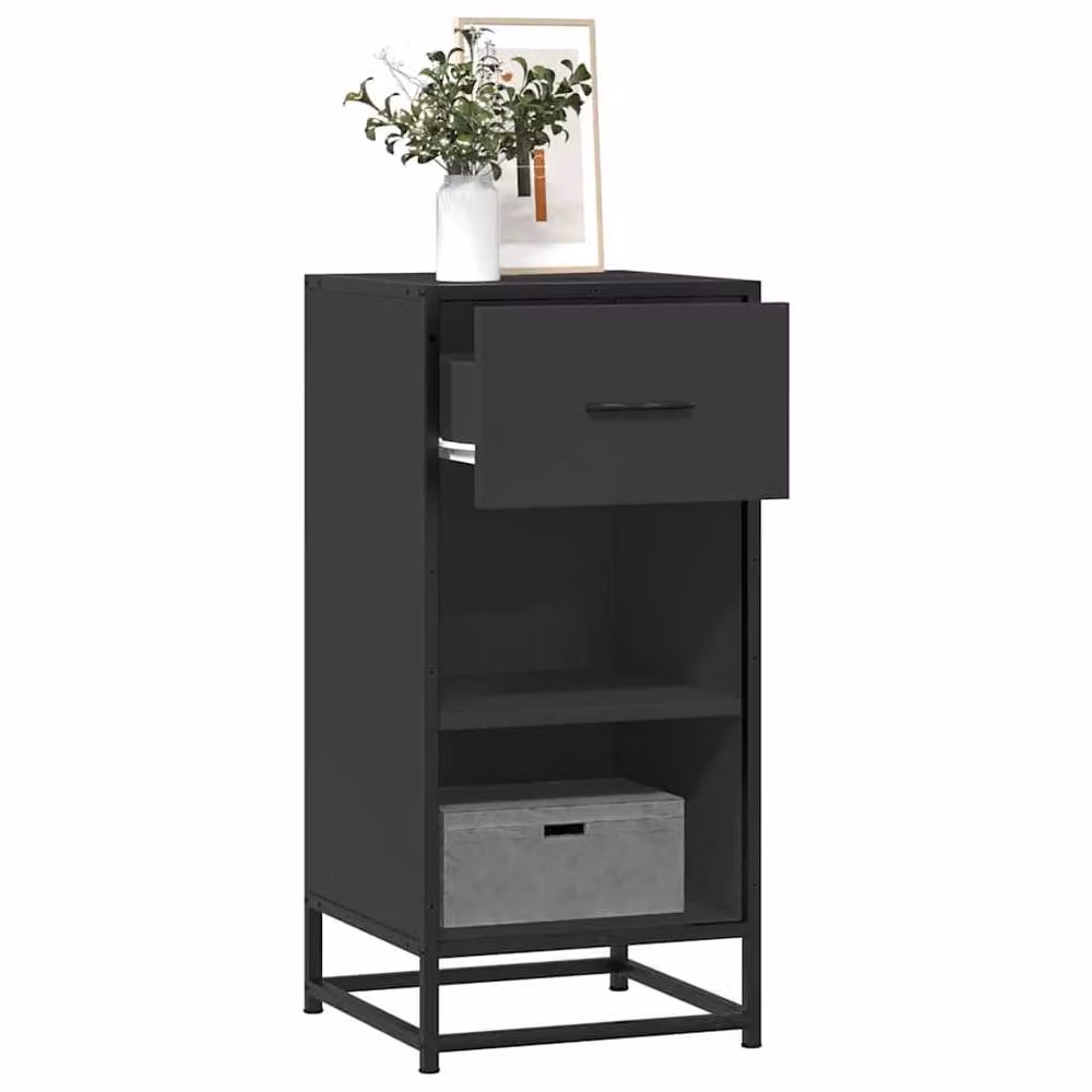 Berkfield Home Modern Black Sideboard in MDF and Metal, W/D/H: 35.5 x 35 x 76 cm – 2