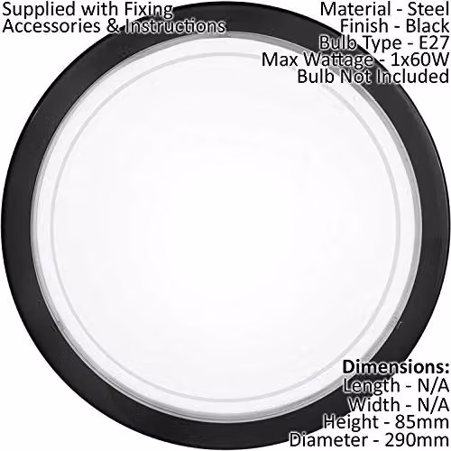 Loops 2 Pack Modern Black and White Glass Ceiling and Wall Light with Transparent Shade, E27, 60W – 2