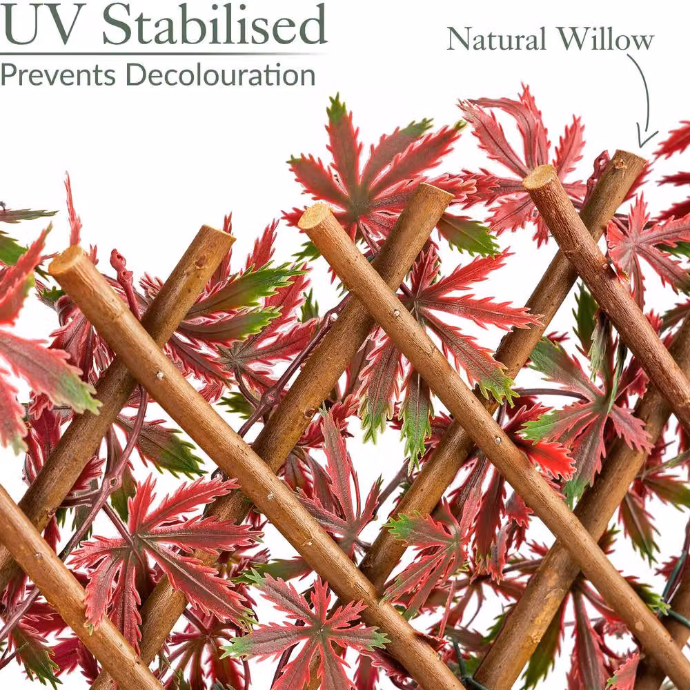 Christow Expanding Artificial Red Acer Trellis Privacy Screening, W/H: 200 x 100 cm – 4