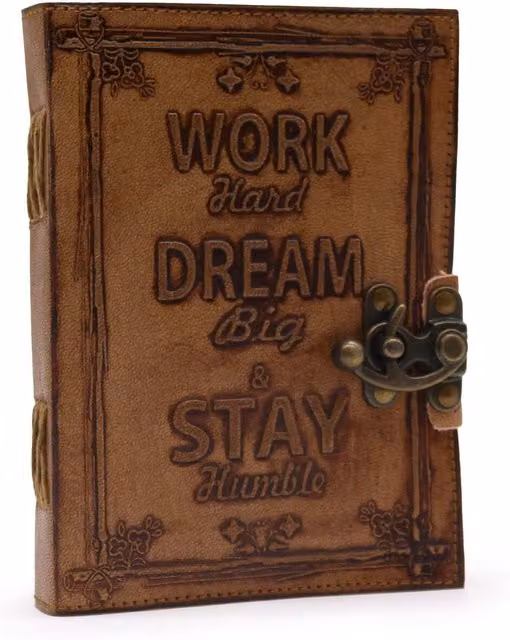 KDMK Dream Big Hardcover Faux Leather Journal with Blank Plain Paper in Brown
