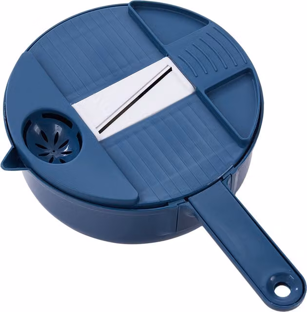 Livingandhome 9-in-1 Multi-Function Mandoline Vegetable Cutter Set with Multiple Blades and Finger Guard, Blue