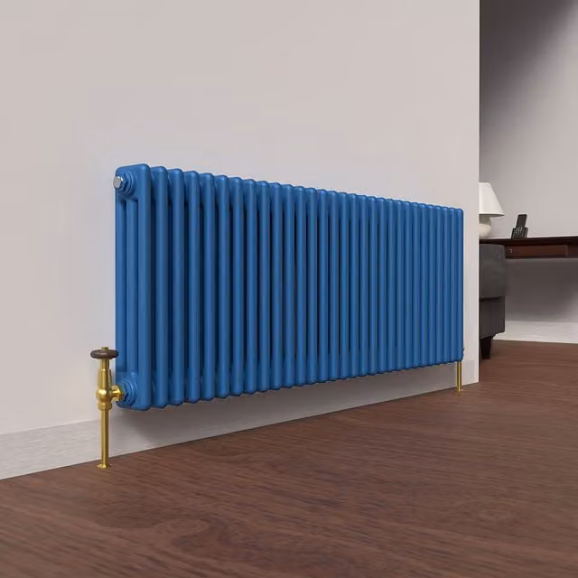 Lux Heat Horizontal 3 Column Steel Radiator in Galaxy Blue, W: 137 cm, H: 50 cm
