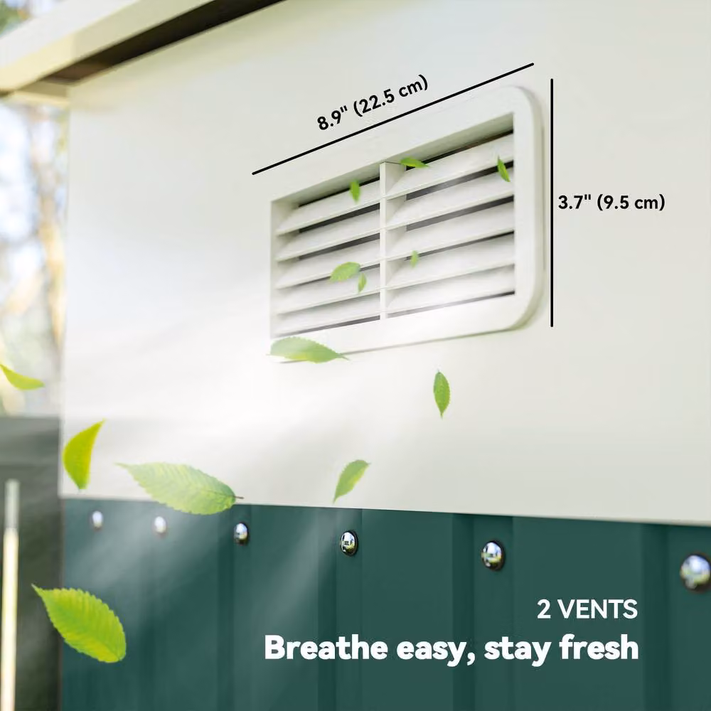 Rolipo Green Metal Pent Garden Shed with Sliding Doors and Side Vents – 8