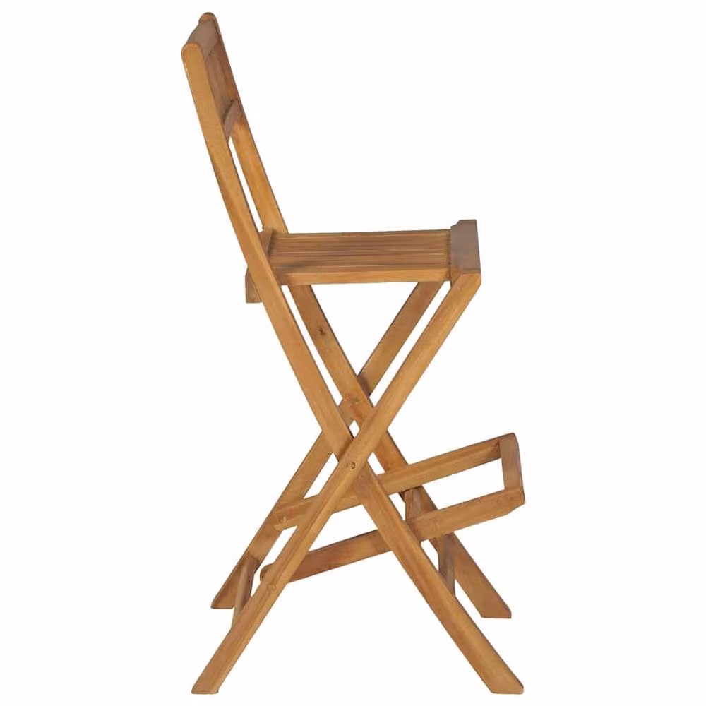 Berkfield Home Set of 2 Folding Outdoor Bar Stools in Brown Solid Teak Wood – 2