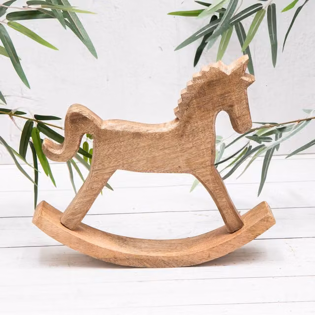 Annibells Classic Wooden Rocking Horse Tabletop Ornament in Brown