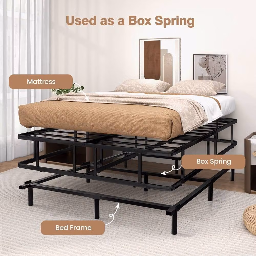 Costway King Size Metal Platform Bed Frame with Underbed Storage in Black, 180 x 200 cm – 3