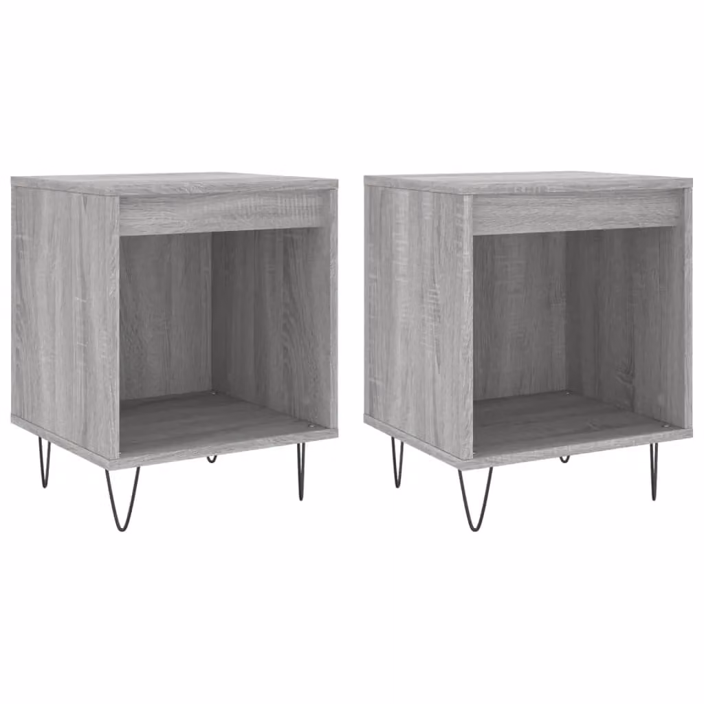 Berkfield Home Set of 2 Grey Sonoma Bedside Cabinets in Engineered Wood, W: 40 cm, D: 35 cm, H: 50 cm – 1