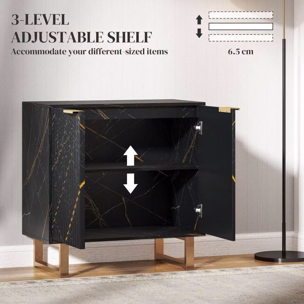 Wyld Haus Nomi Ribbed Sideboard in Black and Gold, W76.5 x D39 x H77 cm – 4
