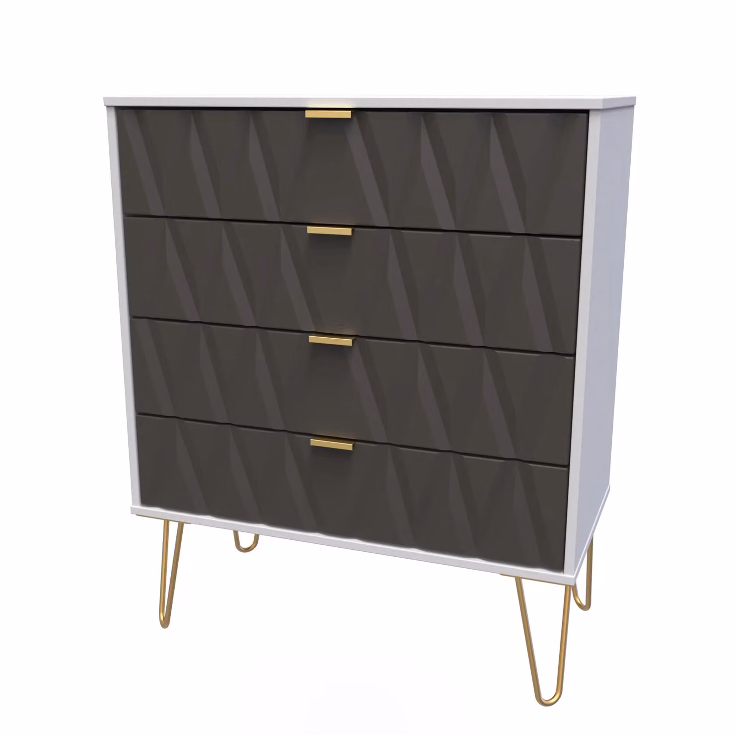 Ready Assembled 2 U Dallas 4 Drawer Chest in Dark Grey and Gold – 3
