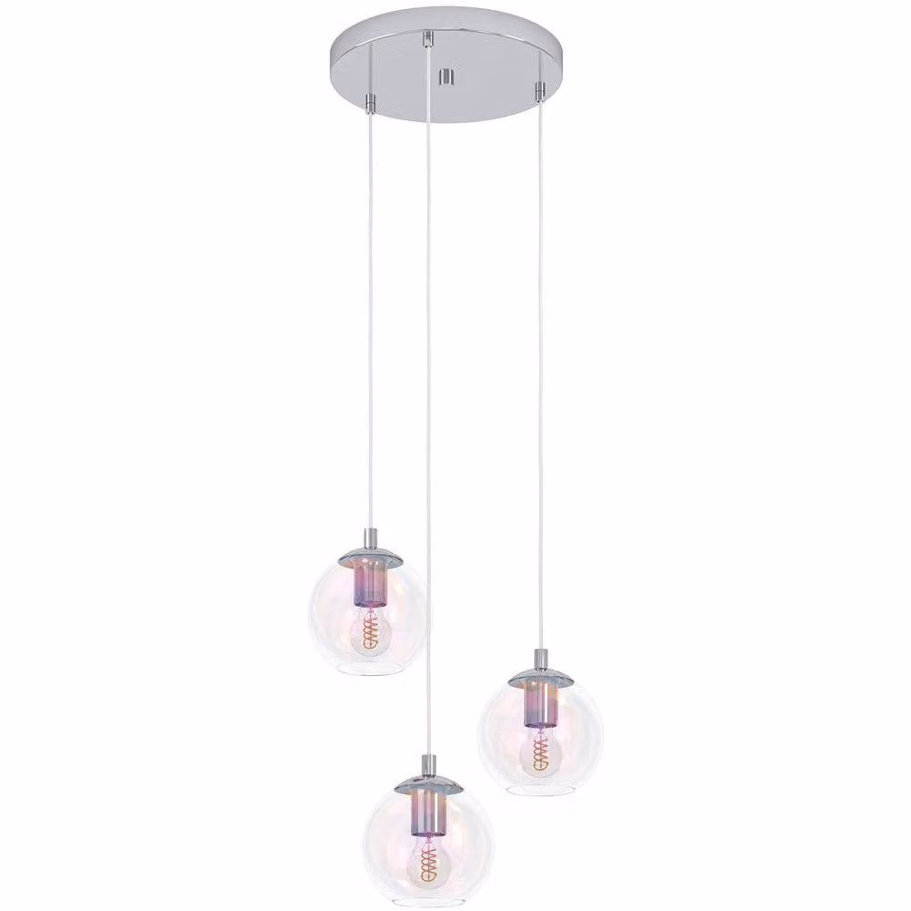 Loops Modern Chrome and Glass Sphere Pendant Light in Silver – 2