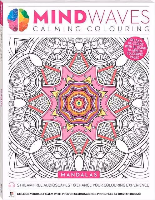 Hinkler Mindwaves Calming Colouring Book for Adults, Multicolour