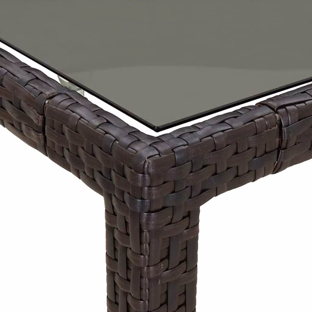 Berkfield Home Brown Poly Rattan Garden Table with Tempered Glass W/D/H: 150 x 90 x 75 cm – 3