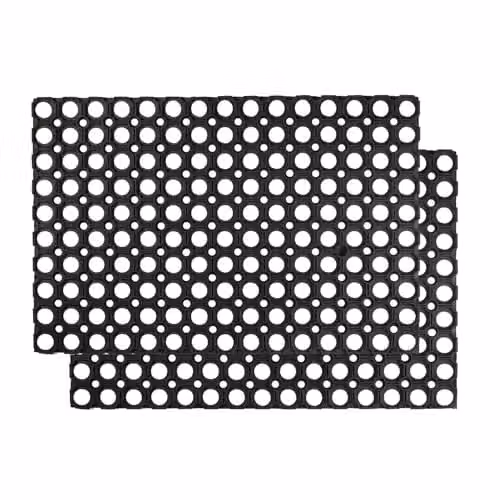 Nicola Spring Heavy Duty Rubber Door Mat Set of 2, Black, W: 60 cm, D: 40 cm – 1