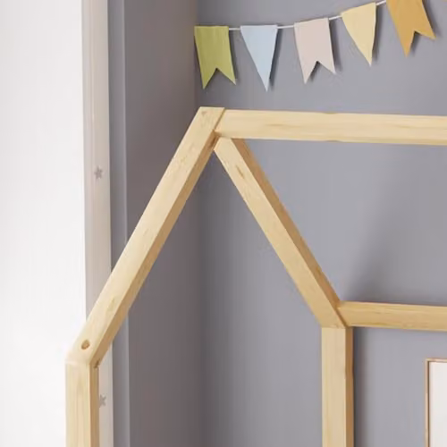 WestWood Montessori House-Shaped Toddler Bed Frame in Natural Solid Pine Wood, Single, W/D/H: 90 x 200 cm – 3