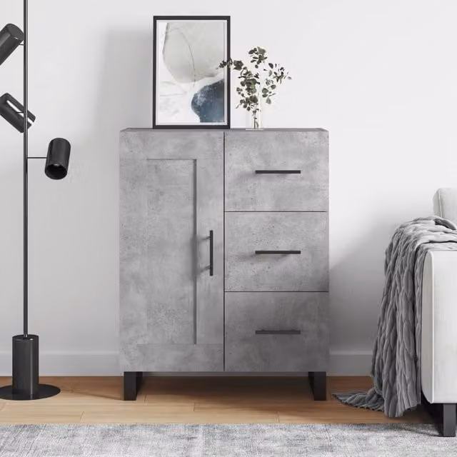 Berkfield Home Modern Sideboard in Concrete Grey, W/D/H: 69.5 x 34 x 90 cm – 1