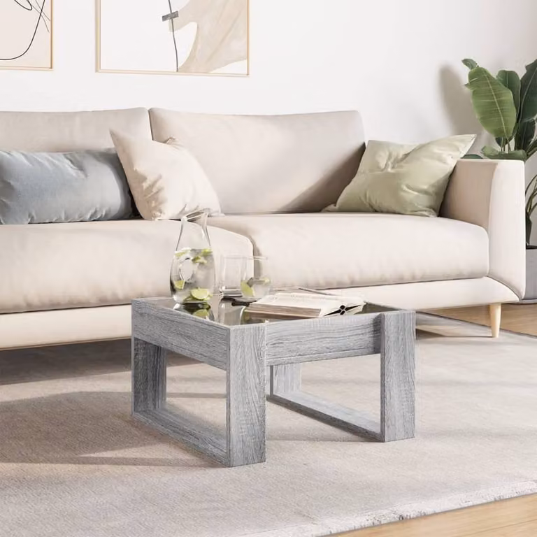 Berkfield Home Infinity LED Coffee Table in Grey Sonoma, W/D/H: 50 x 53 x 30 cm