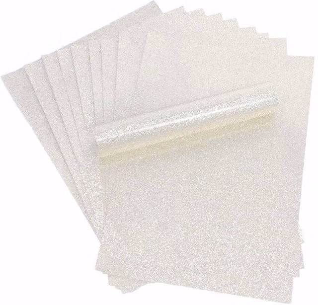 Syntego 10 Sheets of A4 White Iridescent Soft Touch Glitter Construction Paper