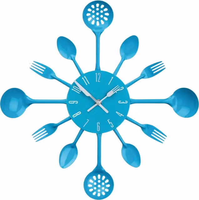 Orsina Maison by Premier Housewares Blue Cutlery Metal Wall Clock, Diameter: 33 cm, Depth: 5 cm – 1