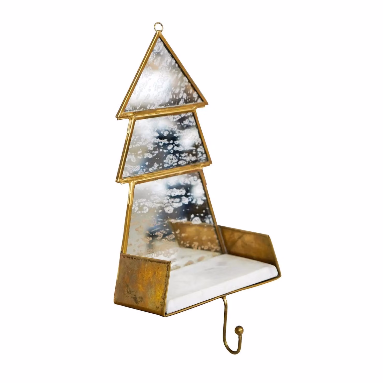 Ivyline Glass Christmas Tree Marble Stocking Holder, Multicolour, H: 30 cm, W: 14 cm, D: 10 cm – 2