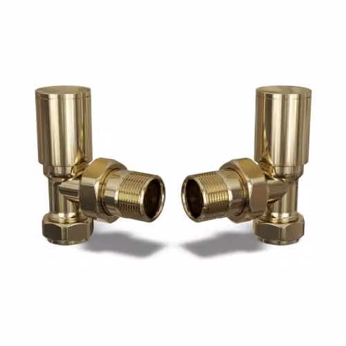 UK Radiators Polished Brass Round Manual Radiator Valve Pair – 2