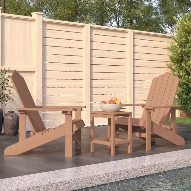 Berkfield Home Brown HDPE Adirondack Garden Chairs with Table