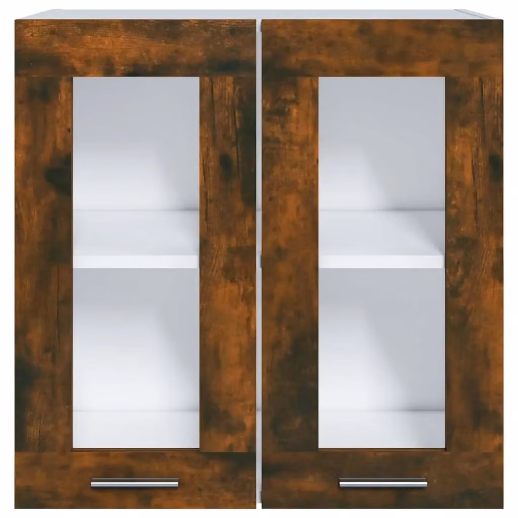 Berkfield Home Smoked Oak Hanging Glass Cabinet, Brown, W/D/H: 60 x 31 x 60 cm – 2