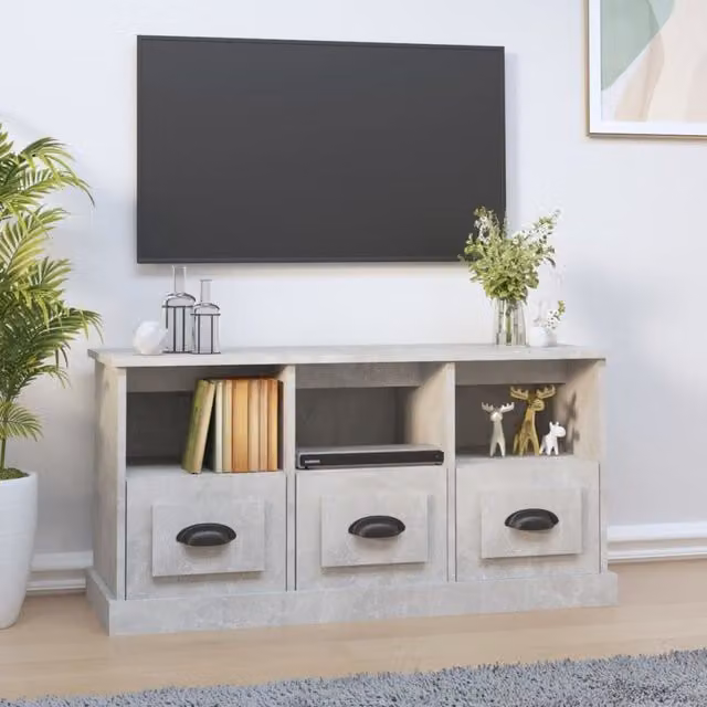 Berkfield Home Modern TV Cabinet in Concrete Grey, MDF, W/D/H: 100 x 35 x 50 cm