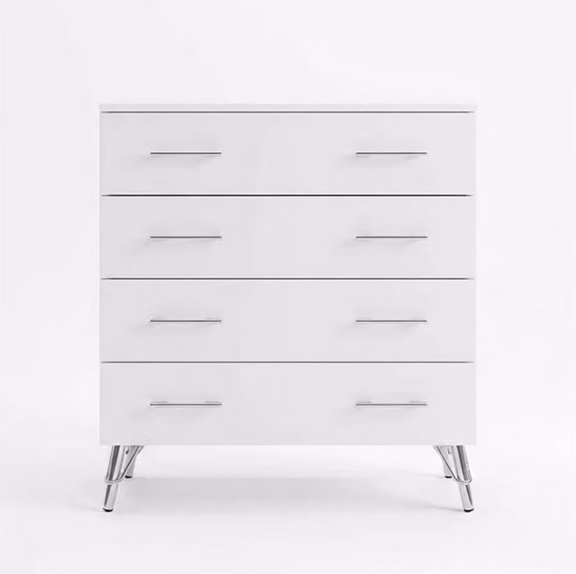 Nordara Matt White 4 Drawer Bedroom Chest with Metal Pull Handles – 1