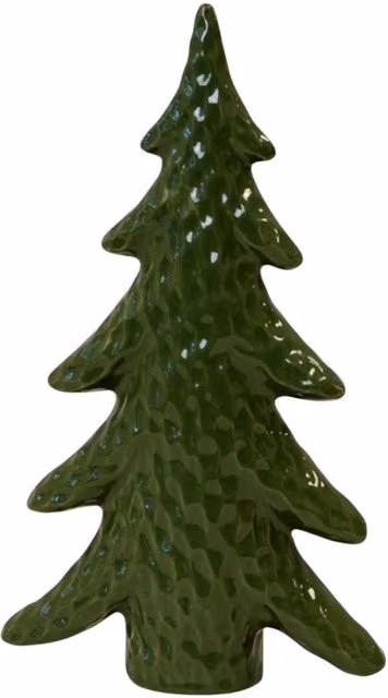 Four Candle Large Dimpled Green Ceramic Christmas Tree Ornament, Height: 27 cm