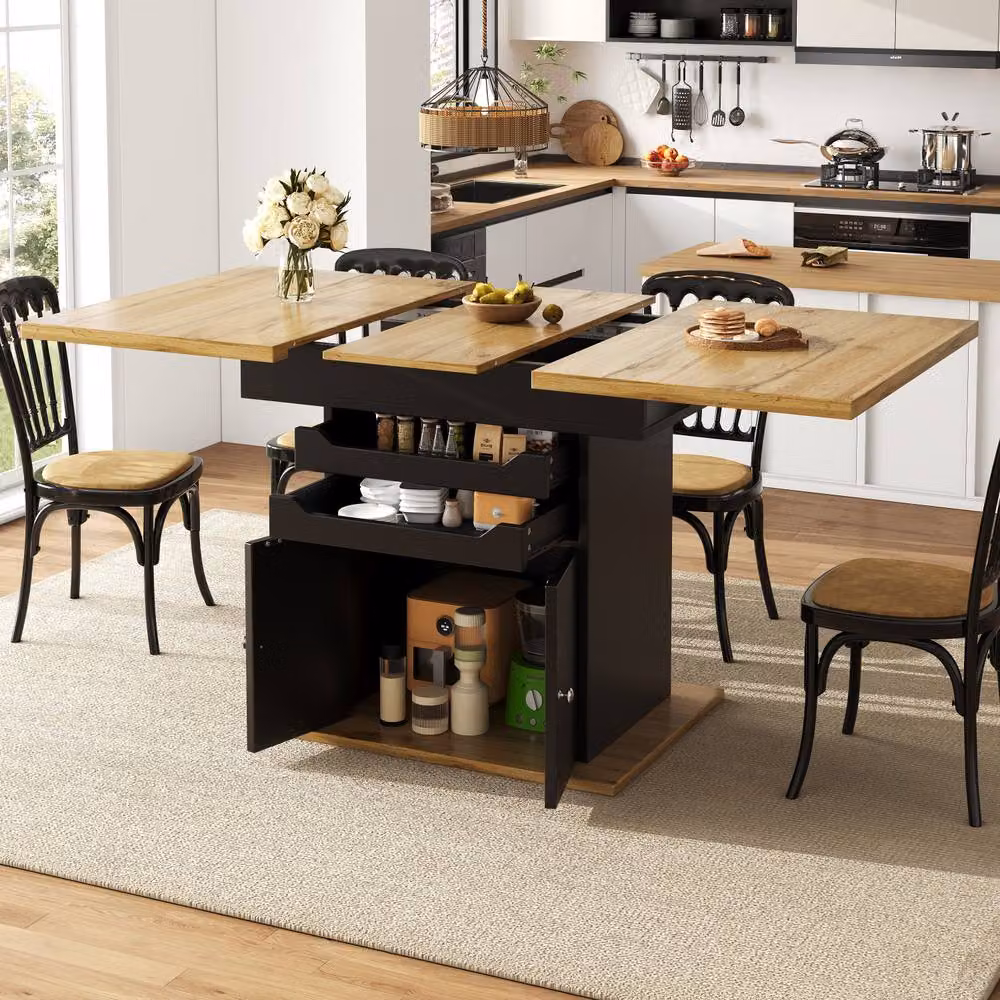 Rolipo Black Extendable Dining Table with Storage – 2