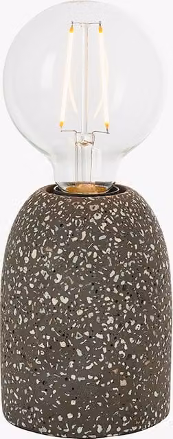 Perch & Parrow Spiro Table Lamp in Black and Grey Terrazzo Stone with Transparent Glass